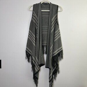 Southwestern Aztec Chevron Printed Fringe Hem Handkerchief Hem Vest